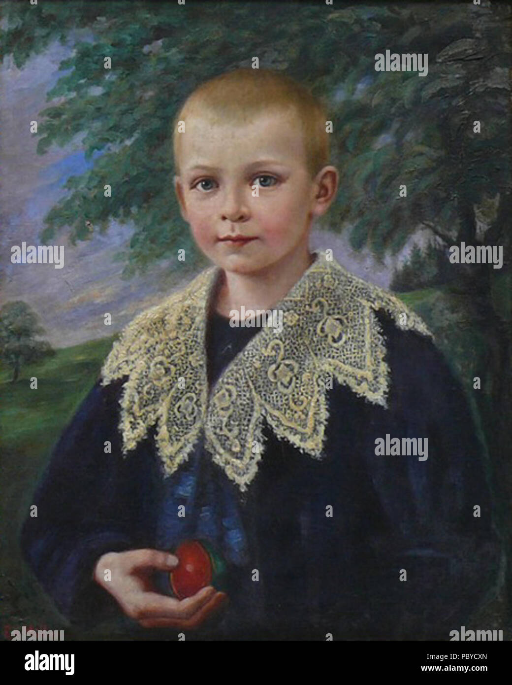 186 Emma von Müller Halbportrait eines Jungen mit Spitzenkragen Stock Photo