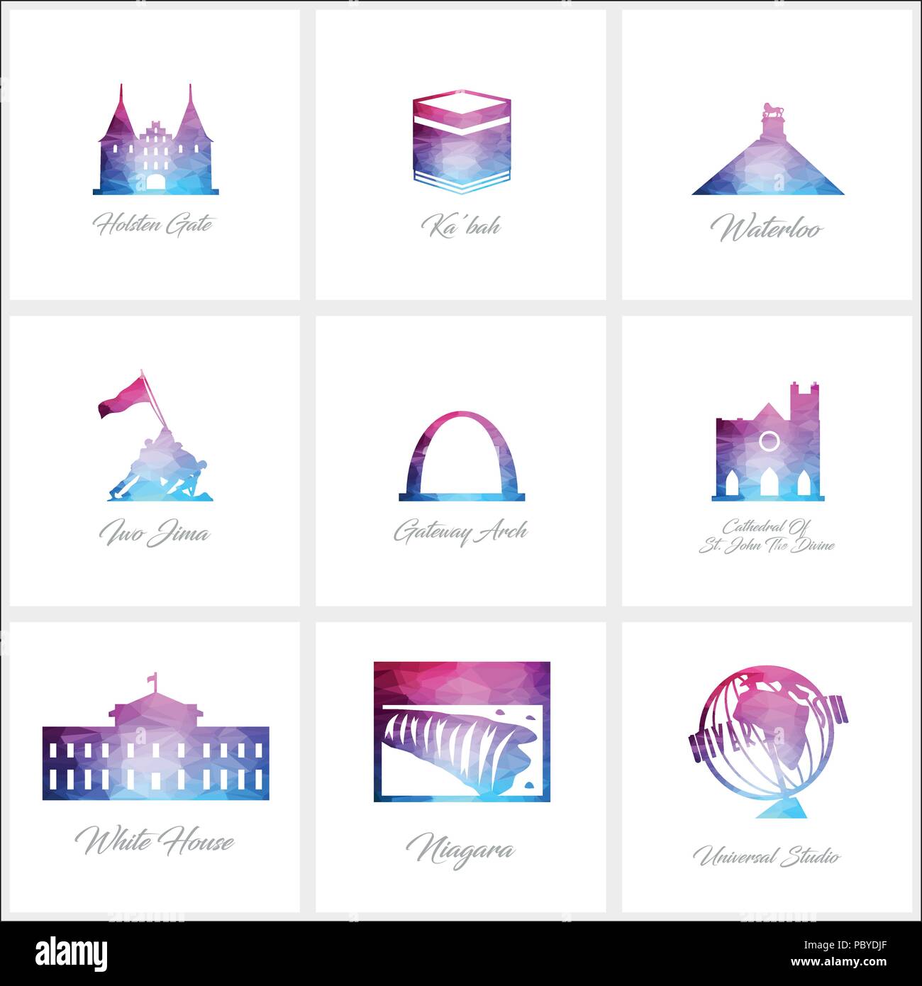 World Fomous landmarks icons set design vector Stock Vector Image & Art ...