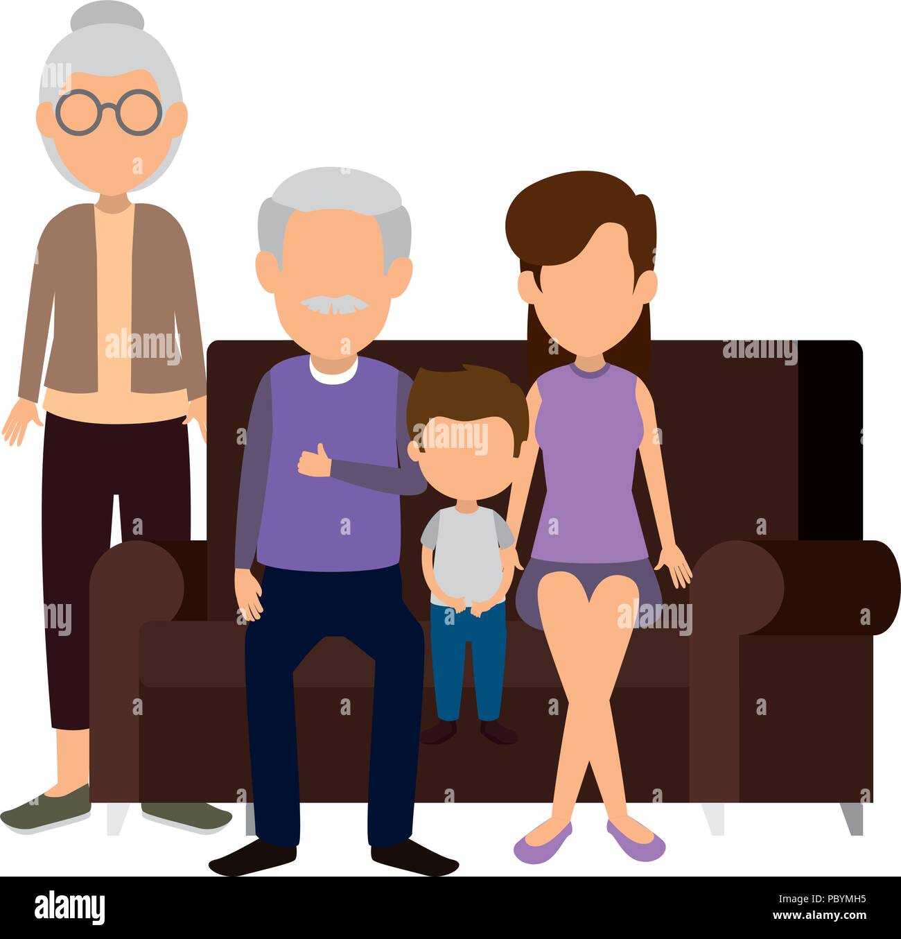 family members in the sofa characters Stock Vector