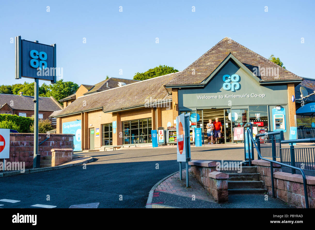 A view of the front of the Coop supermarket in Kirriemuir in Scotland