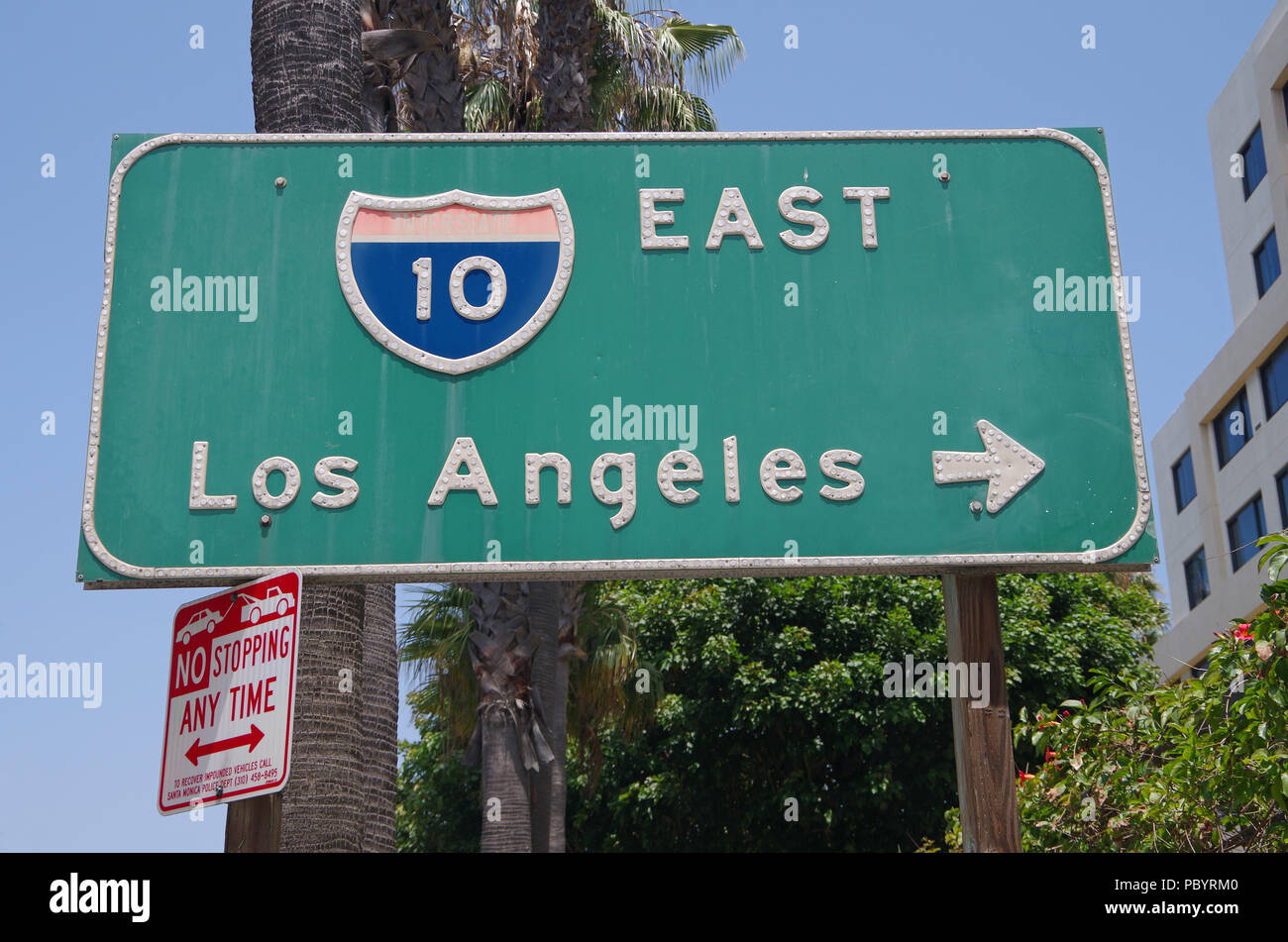 Los Angeles California Interstate 10 East sign Stock Photo