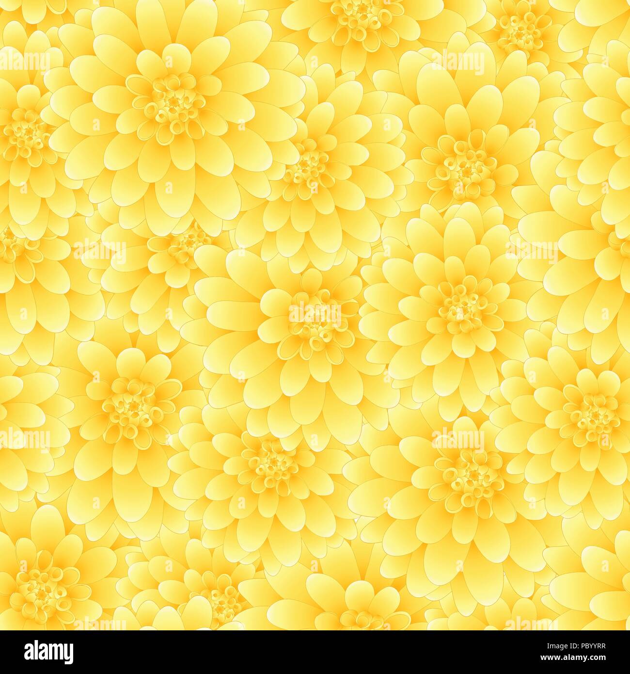 Yellow Dahlia Seamless Background. Mexico’s national flower. Vector