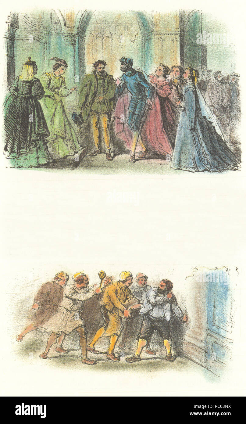 Tableau Imprimé 'Don Quichotte Parle Avec Les Galériens' D'après Gustave Doré - Neuf, Fabriqué En Italie, Cadre Doré