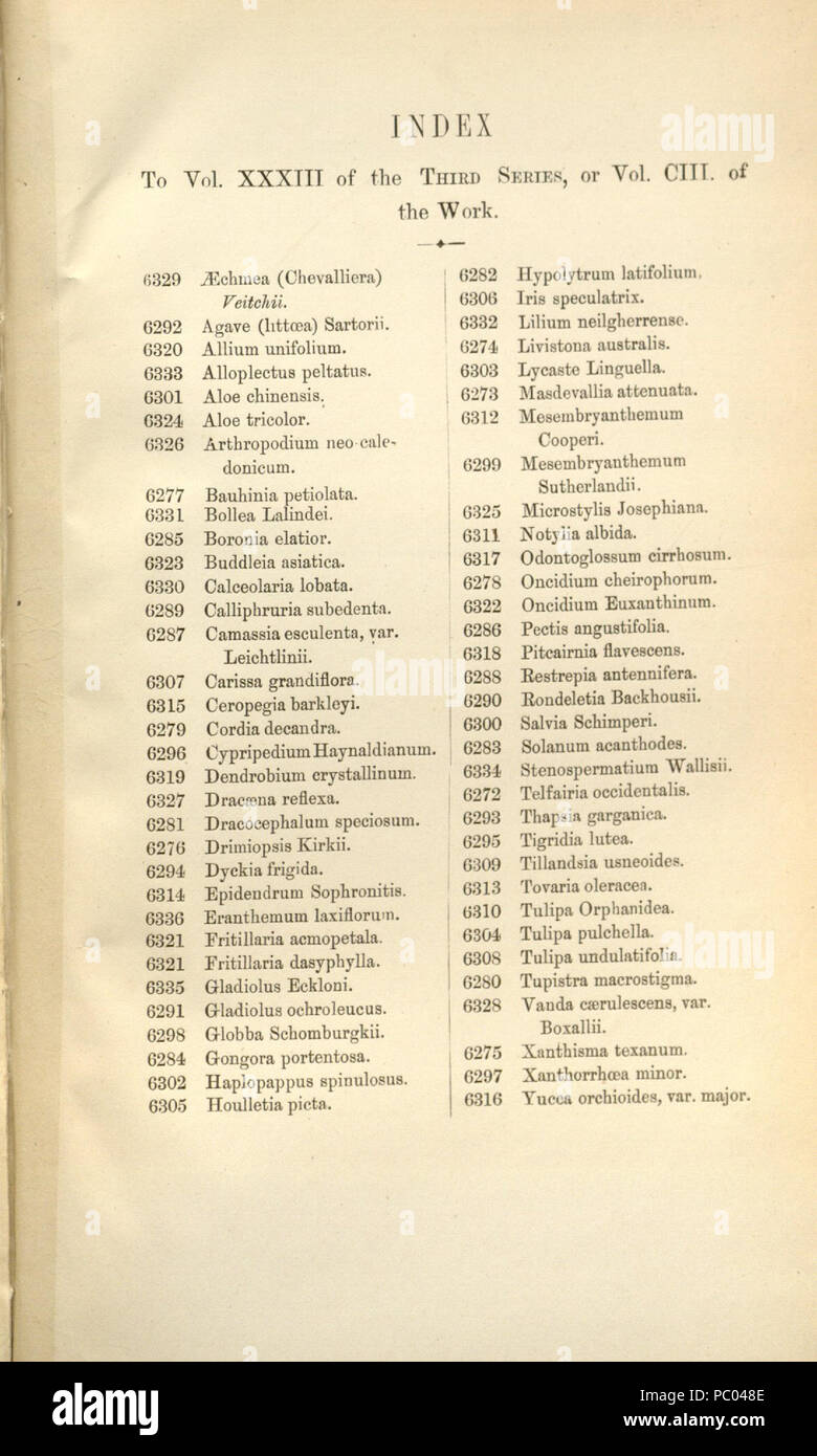 296 Index - Curtis' 103 (Ser. 3 no. 33) (1877) Stock Photo