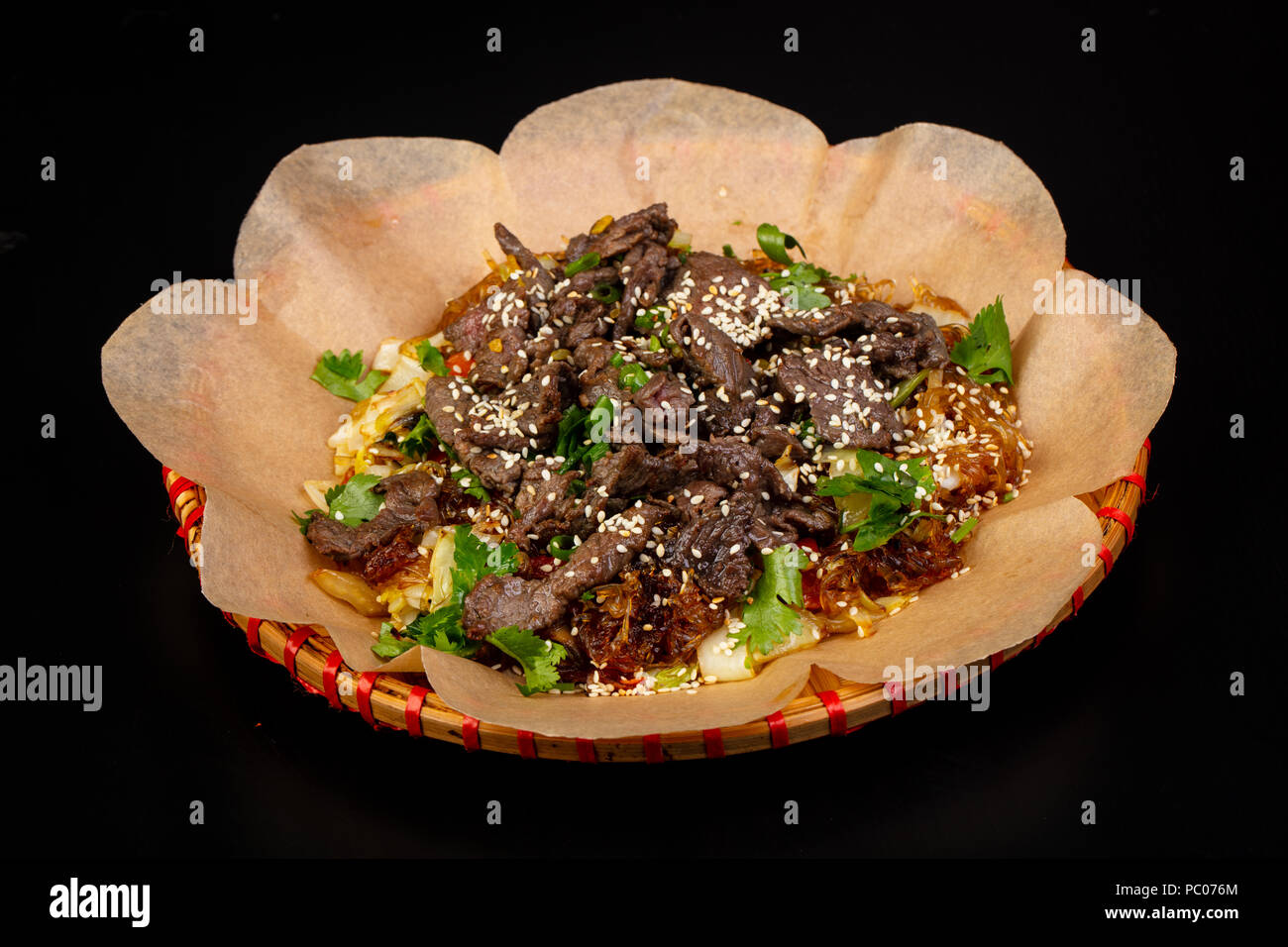 Asian cuisine Fried glass noodle with beef Stock Photo Alamy