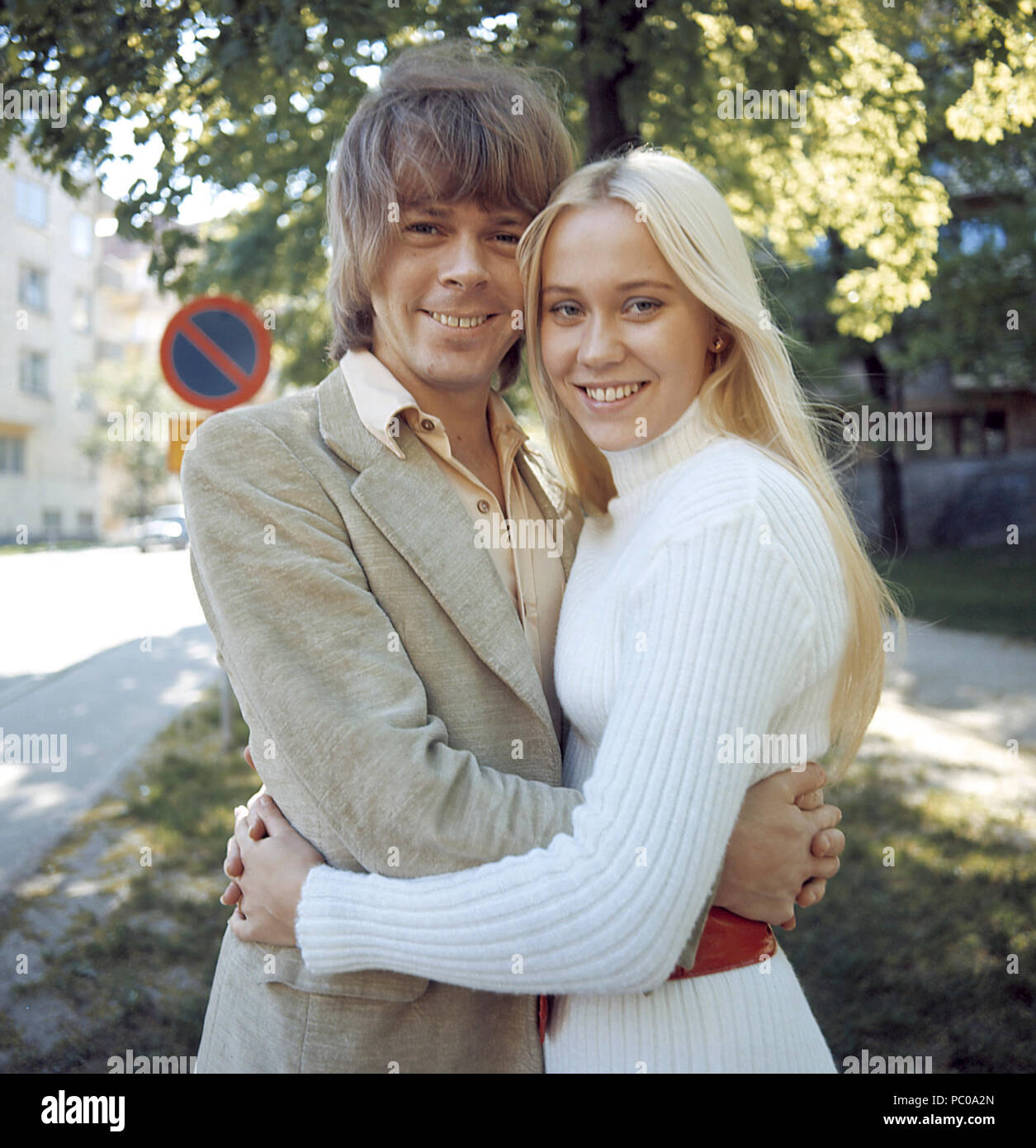 ABBA. Agnetha Fältskog. Singer. Member of the pop group ABBA. Born 1950. Pictured here with her fiance Björn Ulvaeus 1970 whom she married on 6 July 1971. Photo: Kristoffersson Stock Photo