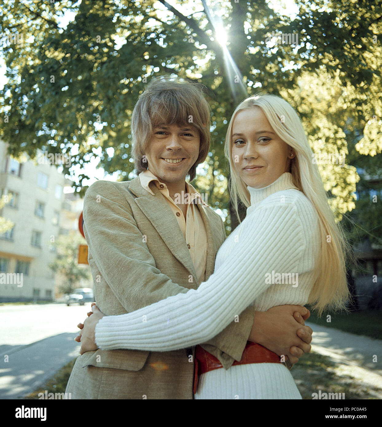 ABBA. Agnetha Fältskog. Singer. Member of the pop group ABBA. Born 1950. Pictured here with her fiance Björn Ulvaeus 1970 whom she married on 6 July 1971. Photo: Kristoffersson Stock Photo