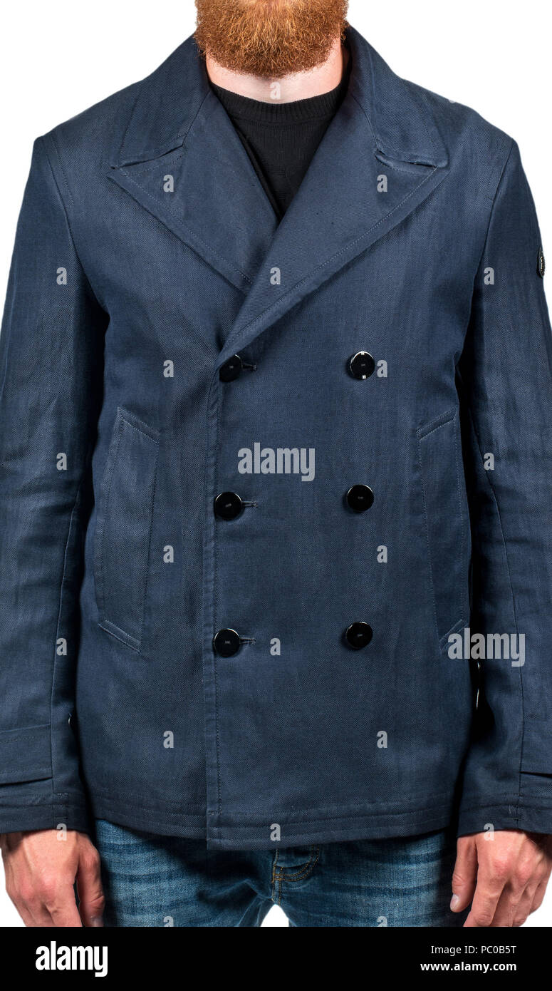 Male model in dark light jacket close-up Stock Photo - Alamy