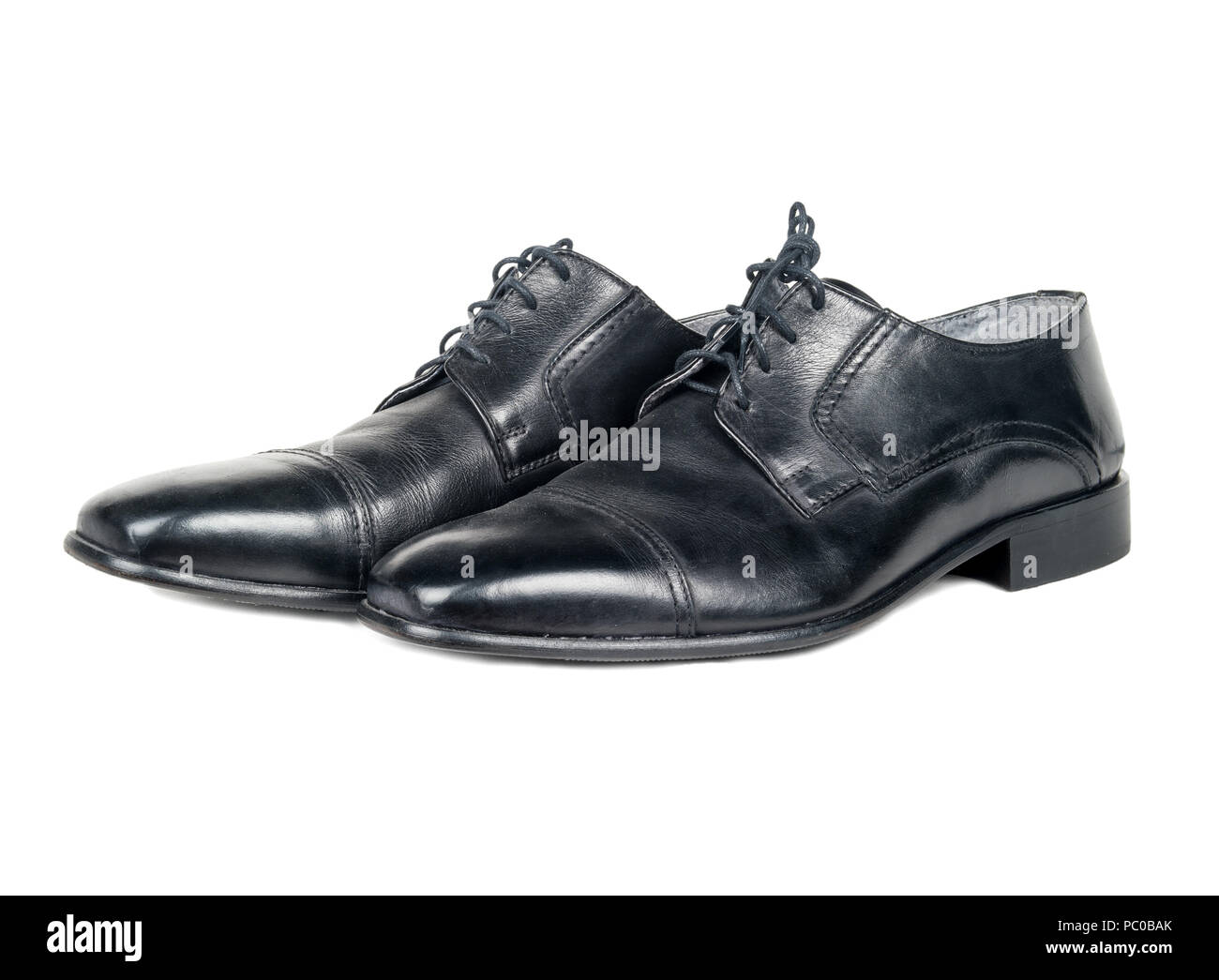 Leather black mens shoes isolated on white background Stock Photo - Alamy
