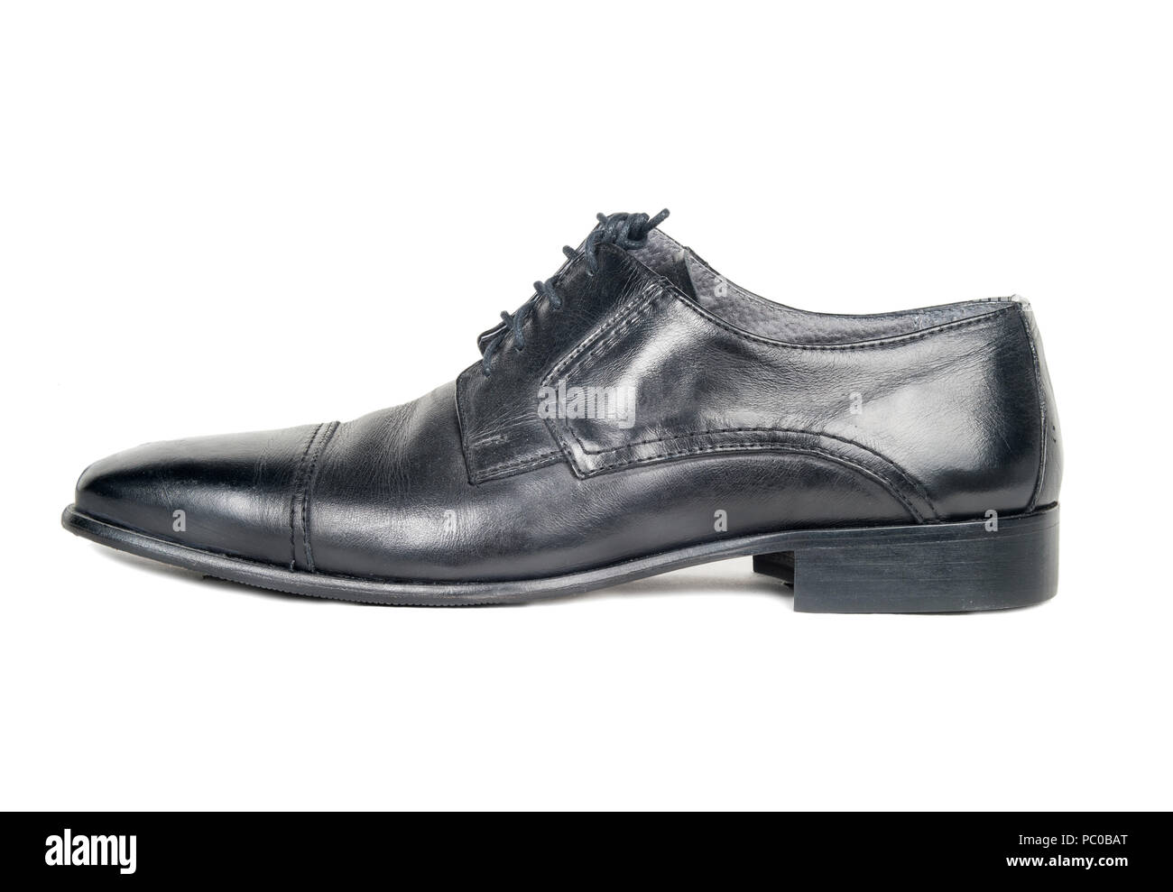 Mens black leather shoes isolated on white background Stock Photo - Alamy