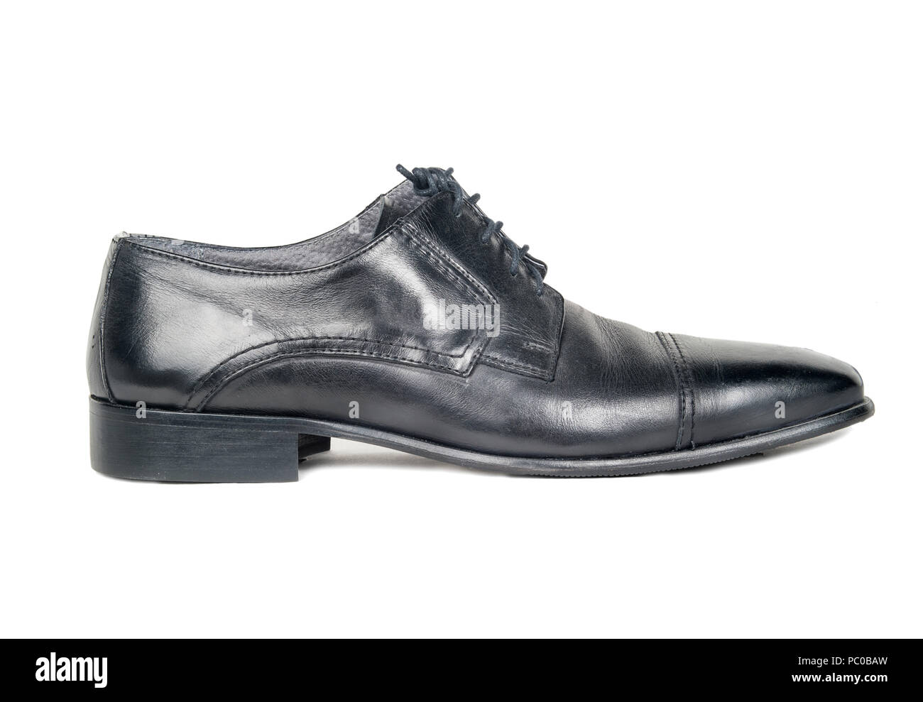 Leather black mens shoes isolated on white background Stock Photo - Alamy