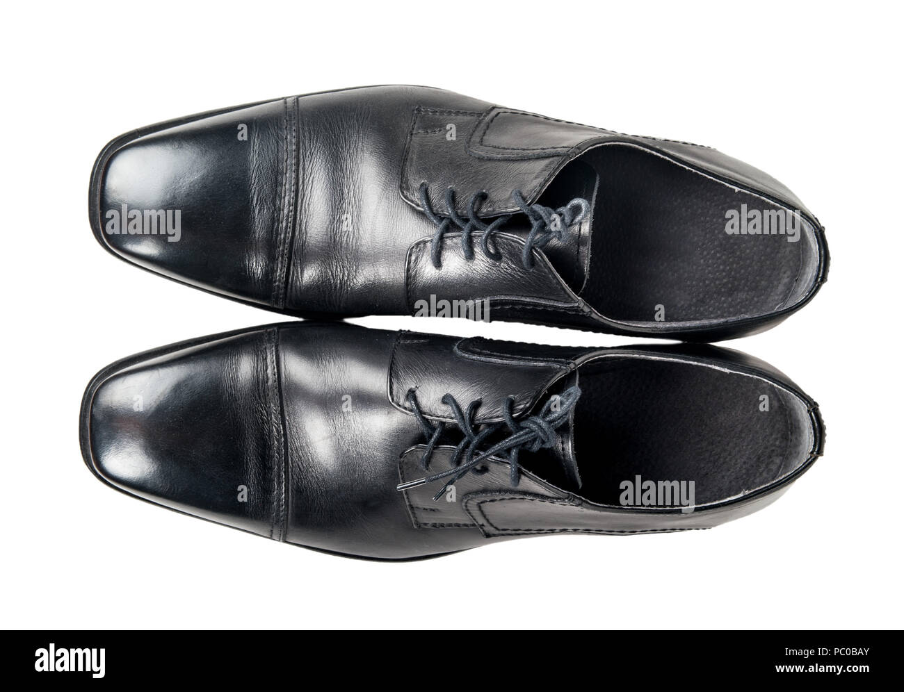 Mens black leather shoes isolated on white background Stock Photo - Alamy