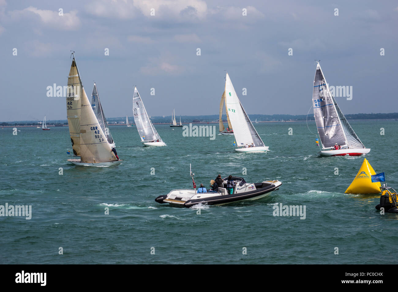 Classic Sailing Yacht Regatta Cowes Isle of Wight Stock Photo