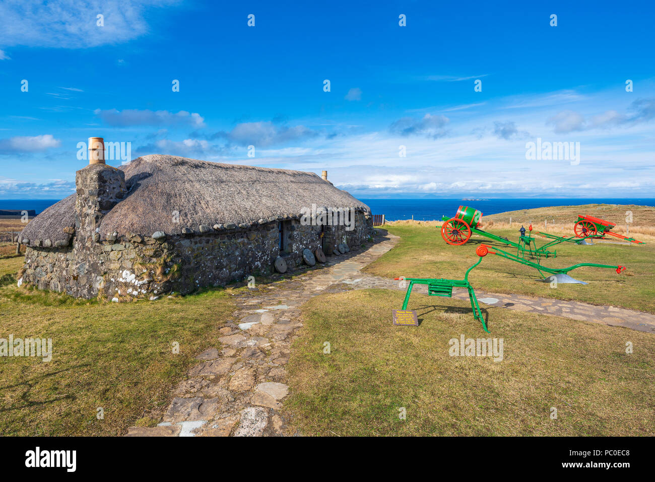 Thatched croft houses at the Skye Museum of Highland Life, Kilmuir, Trotternish, Isle of Skye