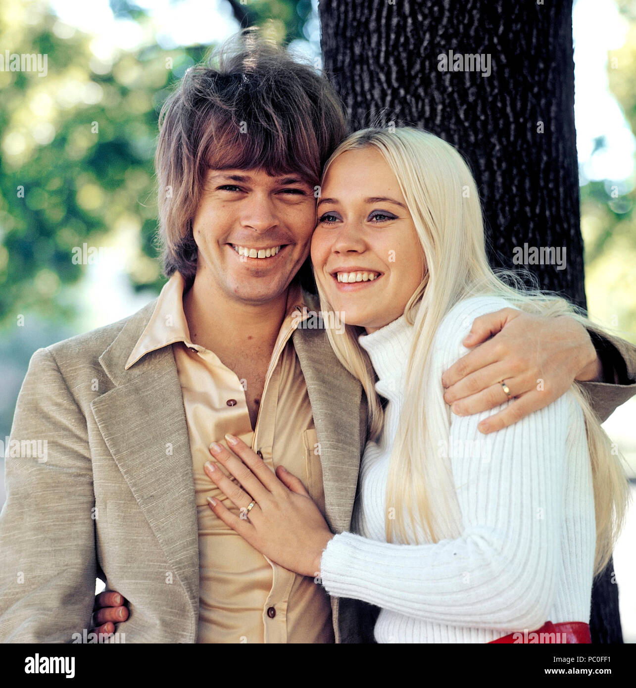 ABBA. Agnetha Fältskog. Singer. Member of the pop group ABBA. Born 1950. Pictured here with her fiance Björn Ulvaeus 1970 whom she married on 6 July 1971. Photo: Kristoffersson Stock Photo