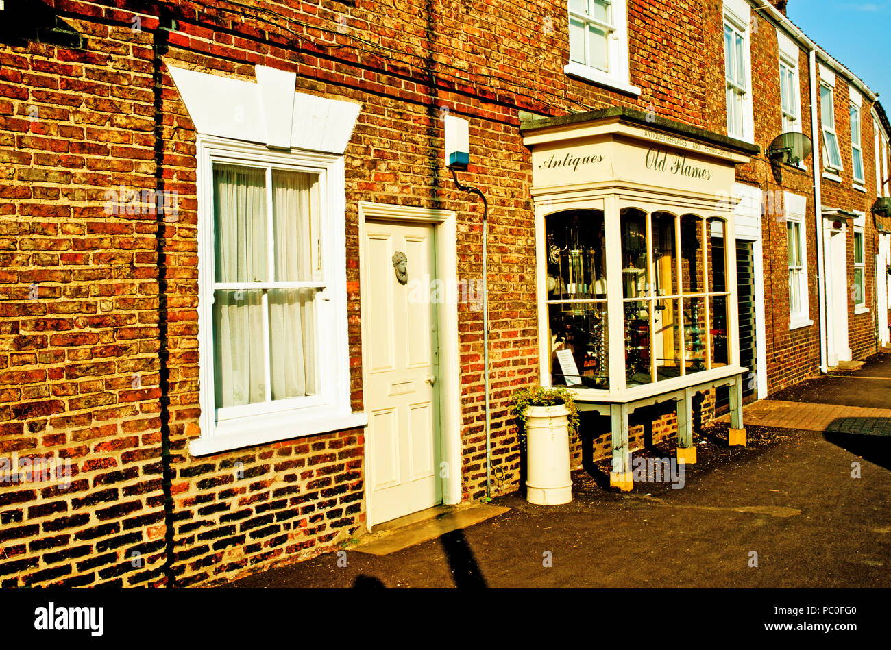 Old Flames Antique shop, Easingwold, North Yorkshire, England Stock Photo