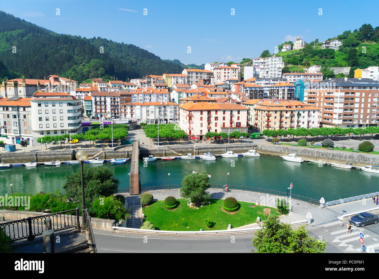 view of Ondarroa small town and port, Pais Vasco Spain Stock Photo