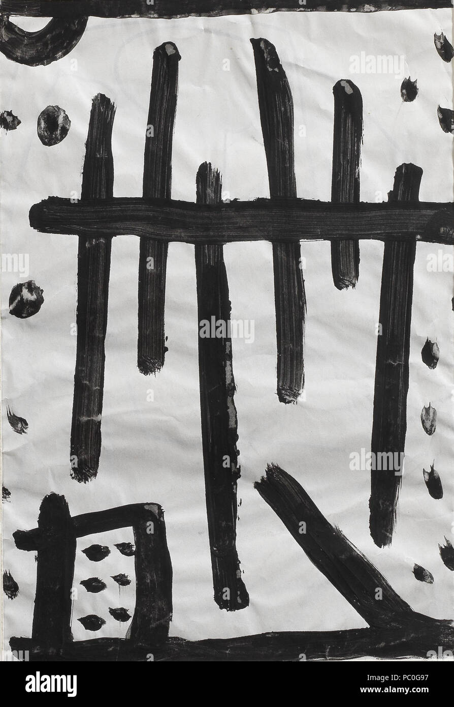 342 Paul Klee - Ohne Titel - geometrische Komposition - Verso - circa 1940 Stock Photo