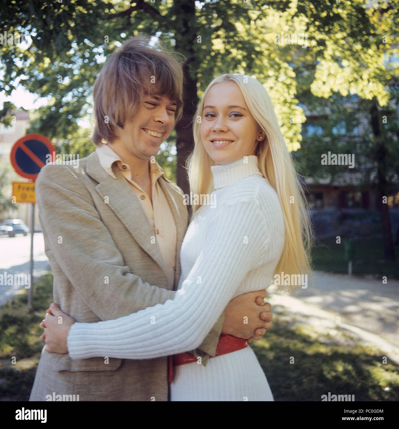 ABBA. Agnetha Fältskog. Singer. Member of the pop group ABBA. Born 1950. Pictured here with her fiance Björn Ulvaeus 1970 whom she married on 6 July 1971. Photo: Kristoffersson Stock Photo