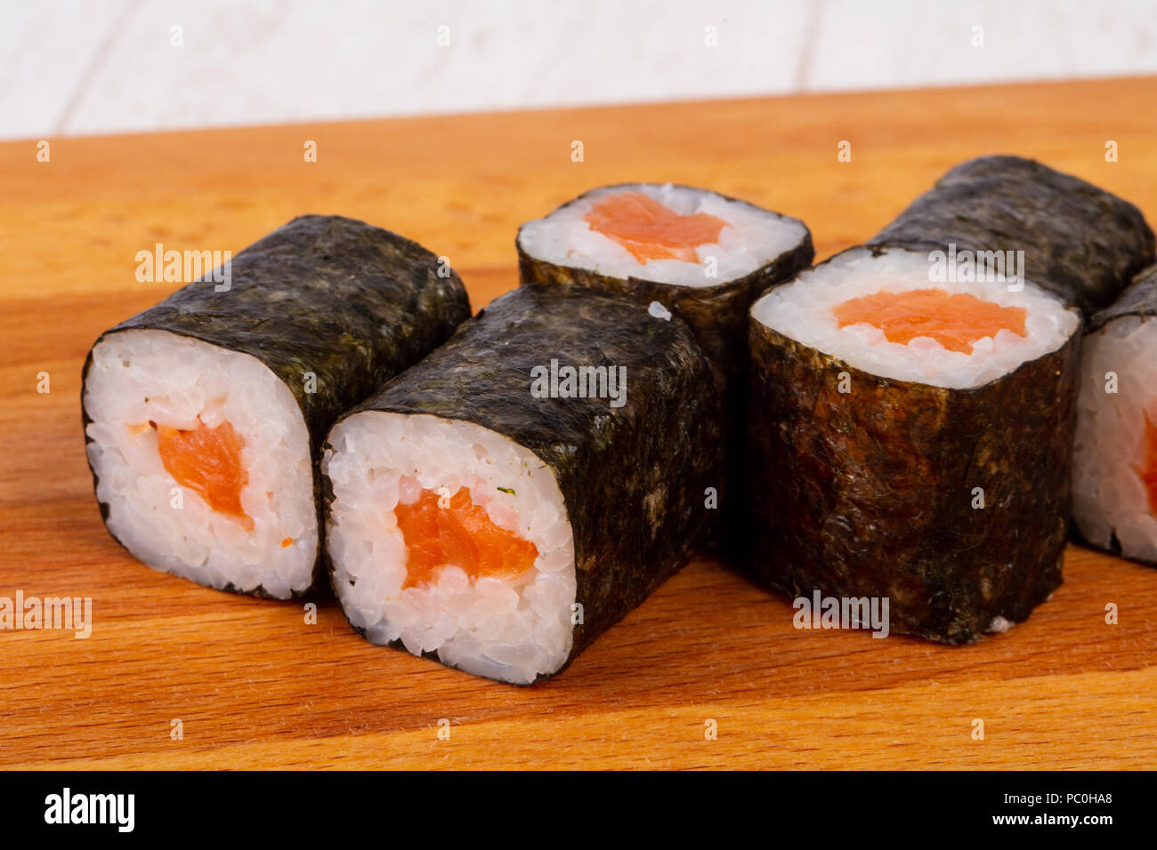 Japan traditional Salmon Maki roll Stock Photo Alamy