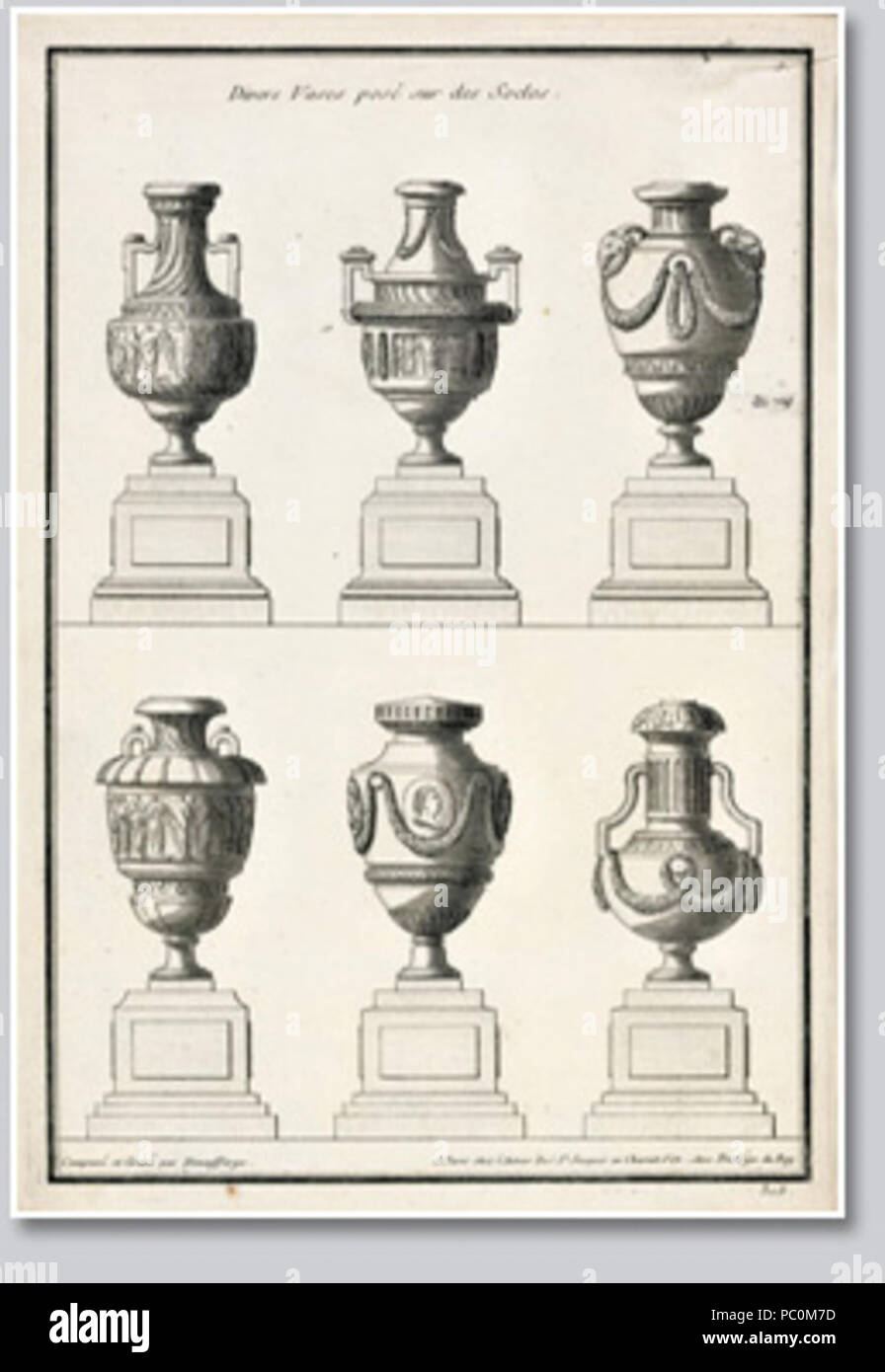 313 Jean-François de Neufforge - Various vases on pedestals Stock Photo -  Alamy