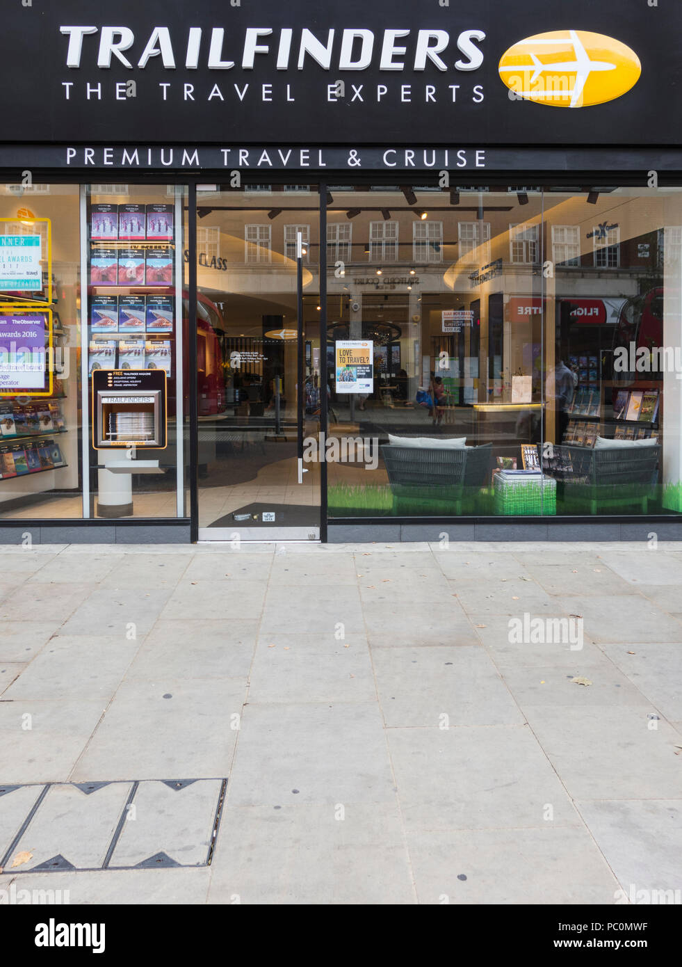 Trailfinders the independently owned Travel Experts company on Kensington High Street, London, UK Stock Photo
