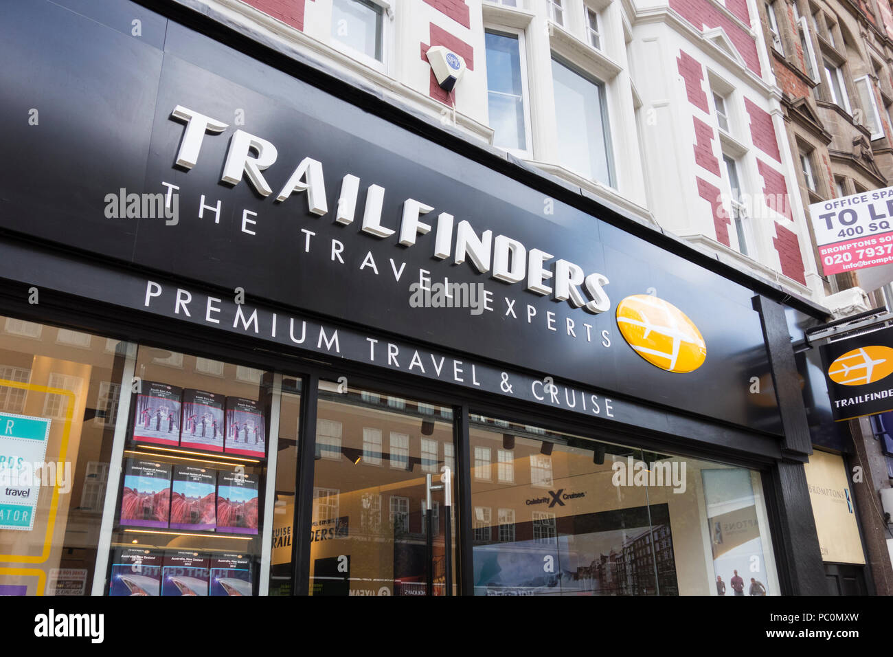 Trailfinders the independently owned Travel Experts company on Kensington High Street, London, UK Stock Photo
