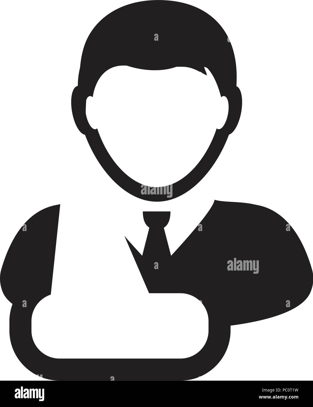 First aid icon vector of male person profile avatar symbol for injury ...