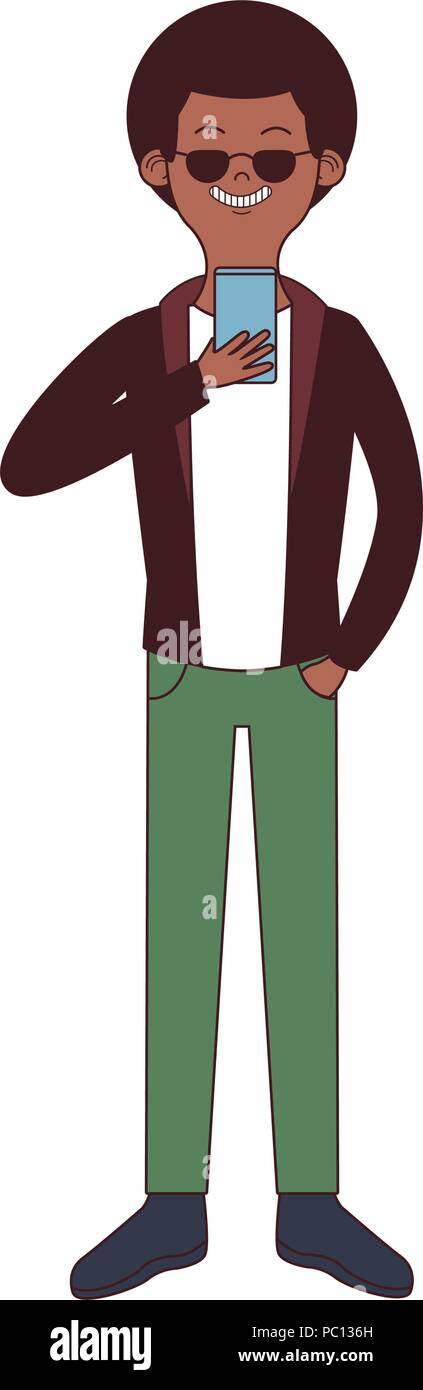 Young man with smartphone cartoon vector illustration graphic design ...