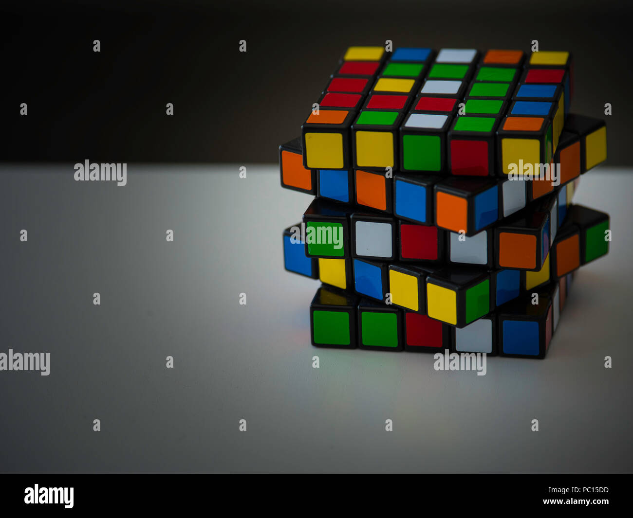 Colored cube with black and white background Stock Photo