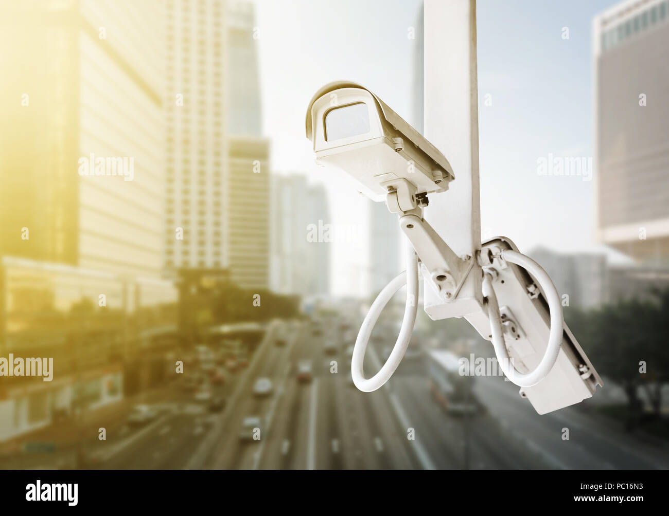 traffic security camera surveillance (CCTV) on road in the city Stock Photo Alamy