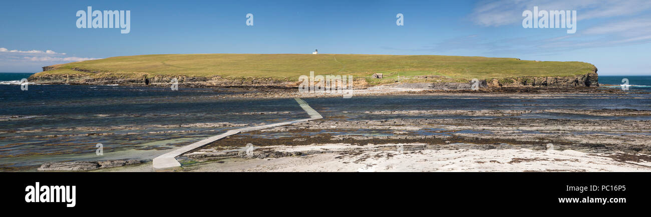 view of Brough of Birsay across sound of Birsay, Orkney, Scotland Stock Photo