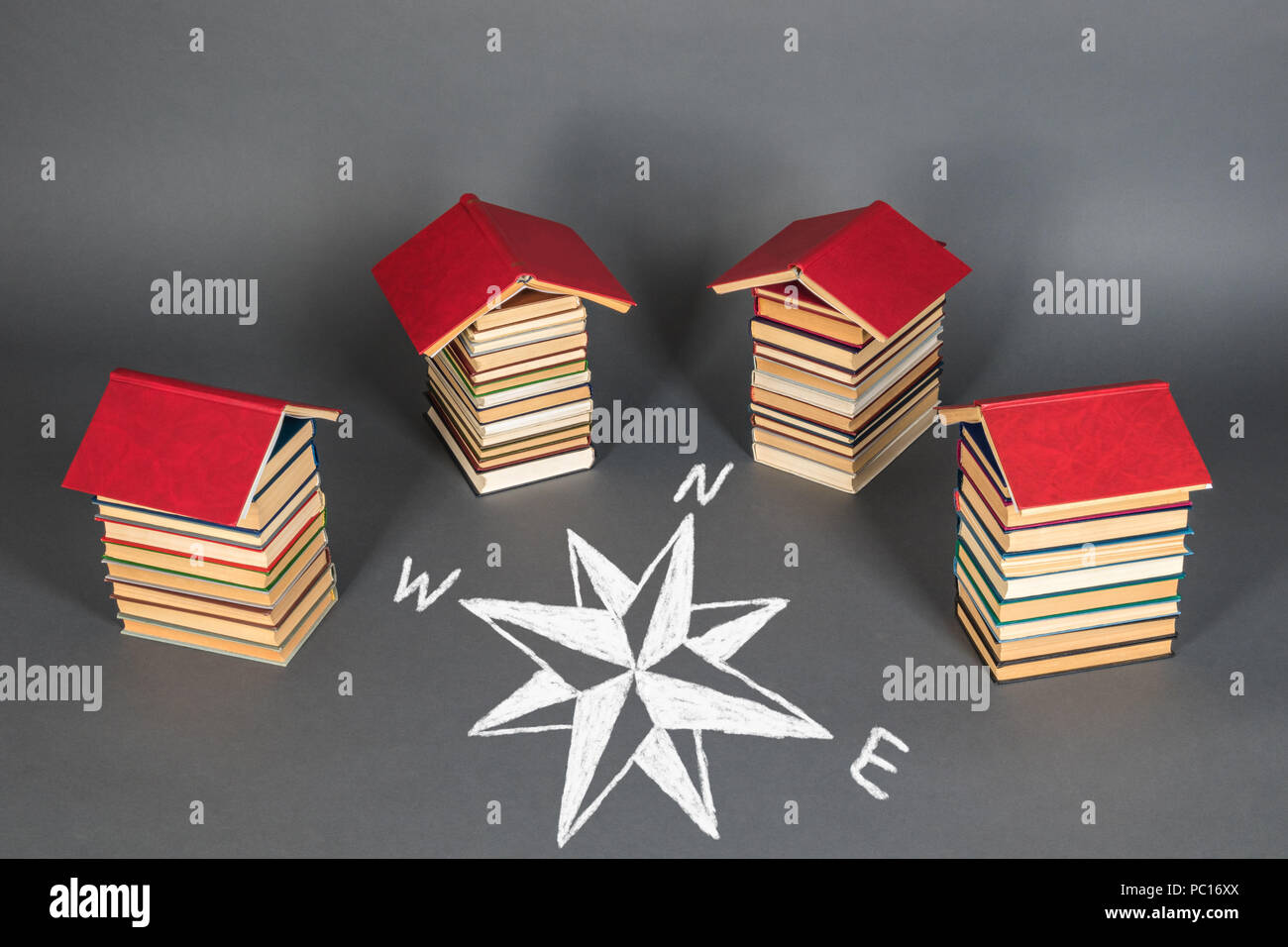 Education concept. Books as a basis for choosing prospects Stock Photo