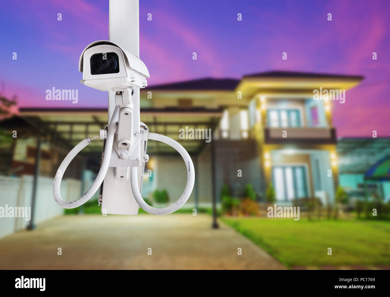 CCTV Camera or surveillance operating with house Stock Photo Alamy