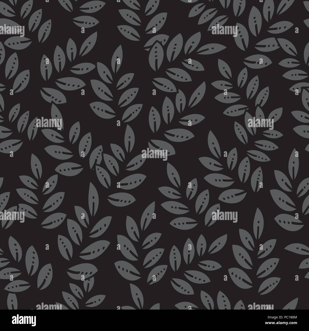 Vector seamless pattern of white leafs on black background. Use on ...