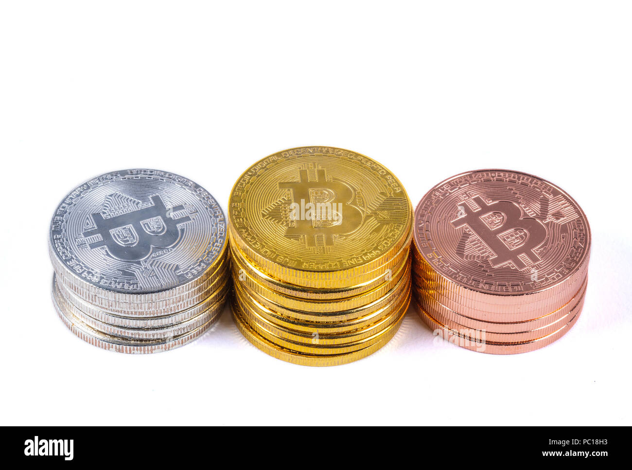 Golden bitcoin stack on Cut Out Stock Images & Pictures - Alamy