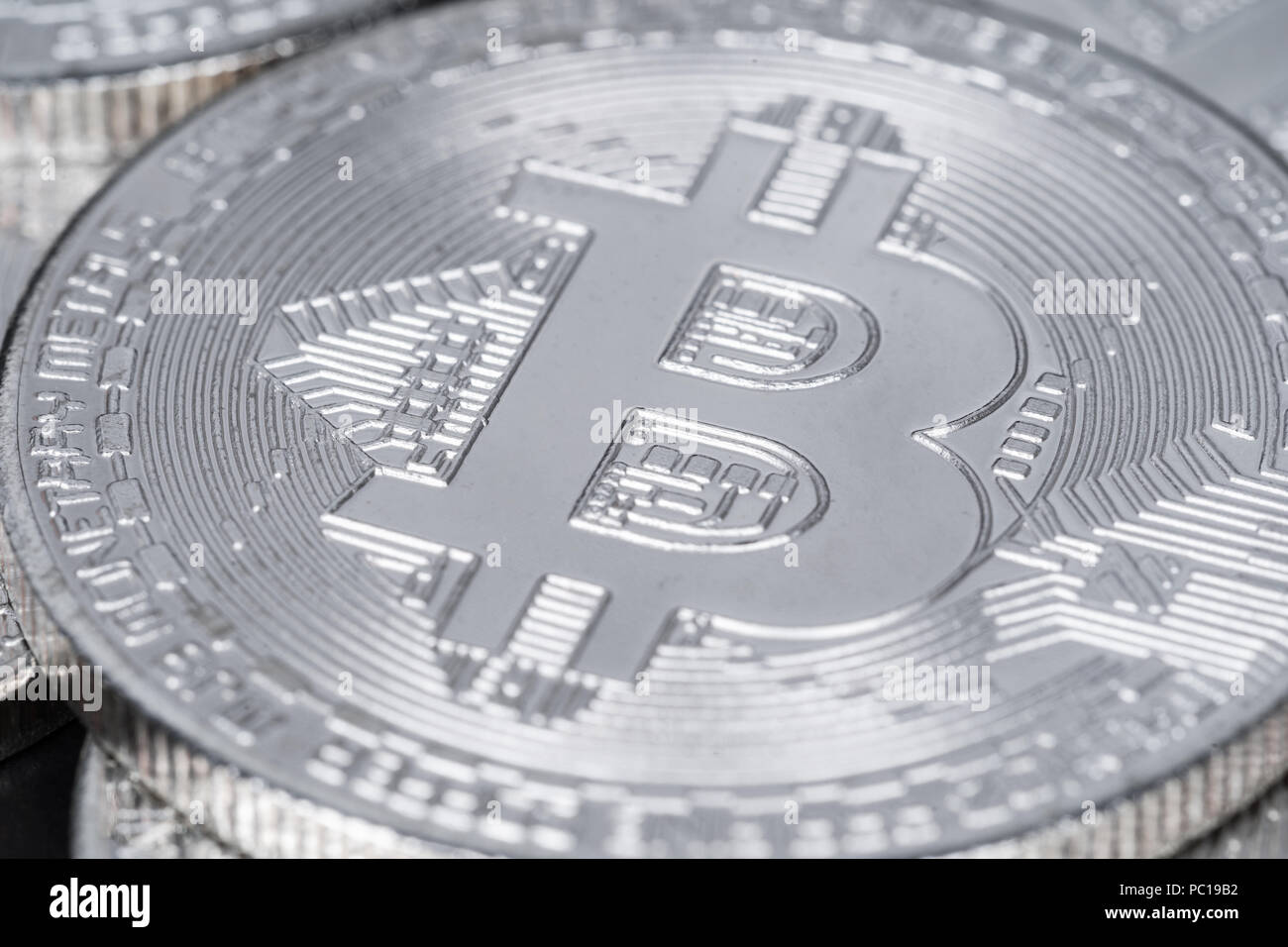 Silver Color Bitcoin Cryptocurrency physical silver bitcoin coin hi-res stock photography ...