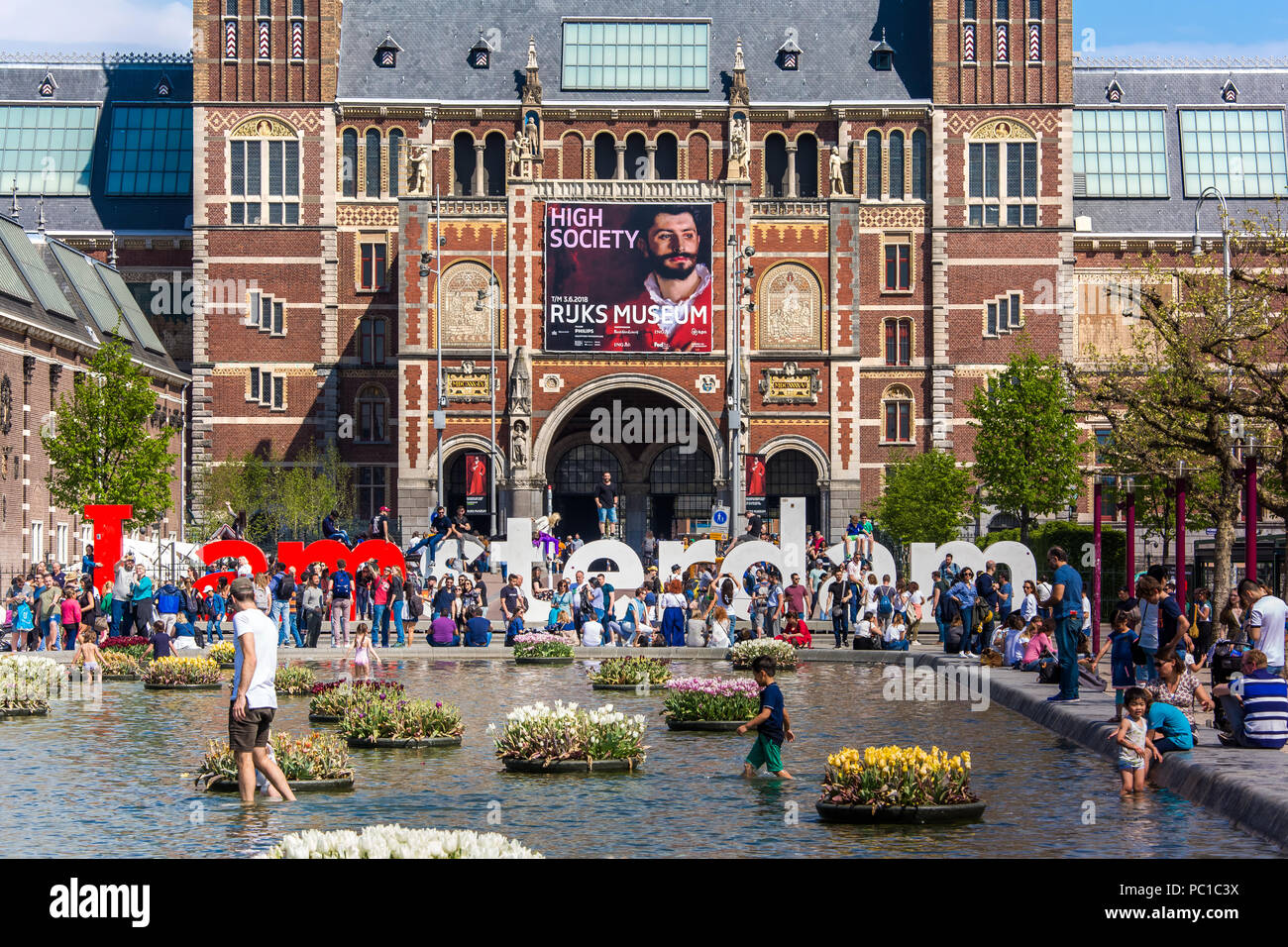 Amsterdam, Netherlands - April, 2018: I am Amsterdam sign in the front of Rijksmuseum Stock Photo