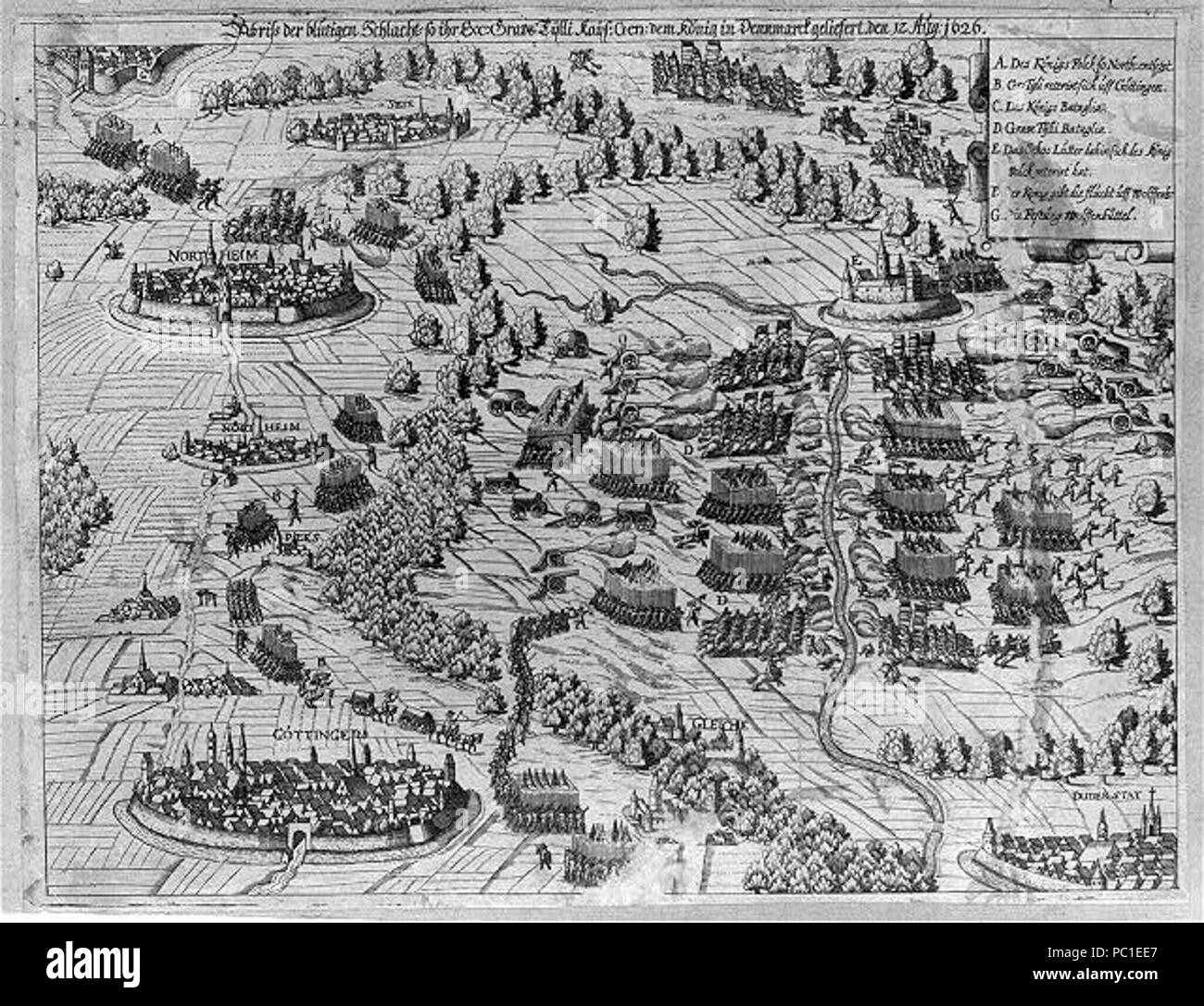 Abriss der blutigen Schlacht so ihr Exc. Grave Tÿlli. Kaÿs. Gen. dem König in Dennmarck geliefert den 12. Aug. 1626. Stock Photo