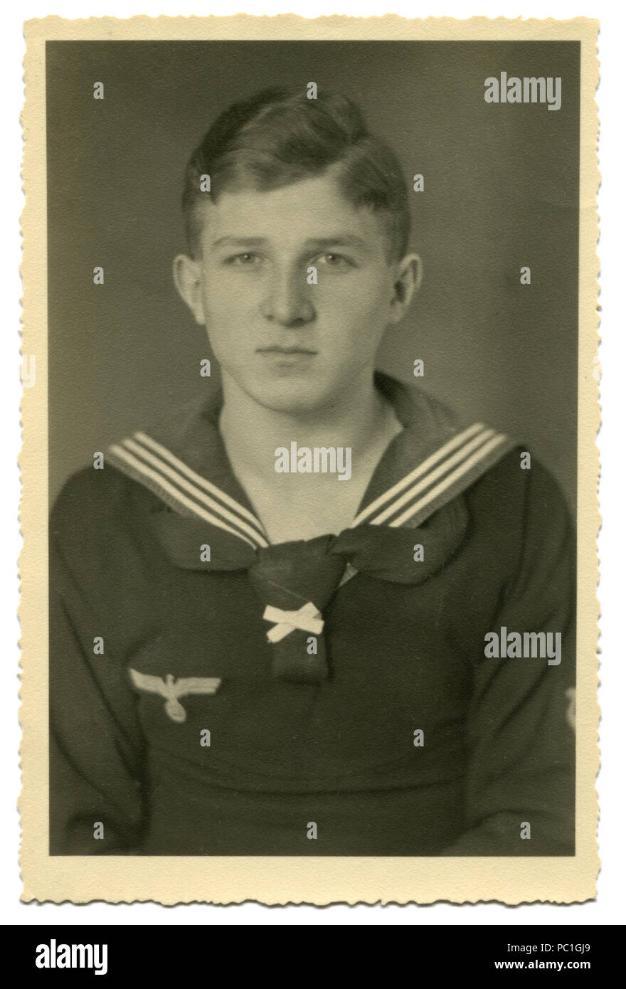 german historical photo: young handsome man, navy sailor in