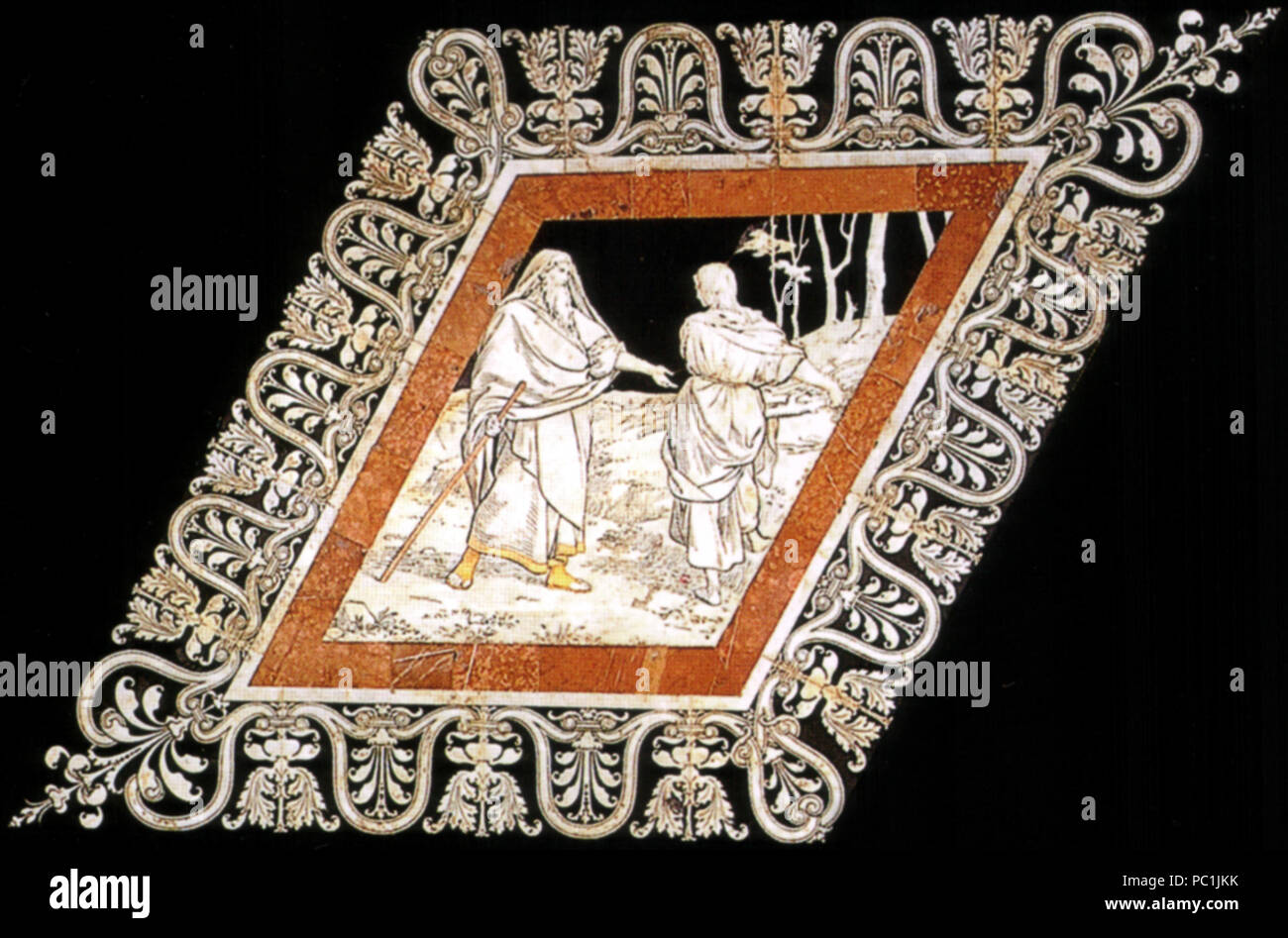 472 Pavimento di siena, esagono, elia incontra la vedova nel bosco (franchi) Stock Photo