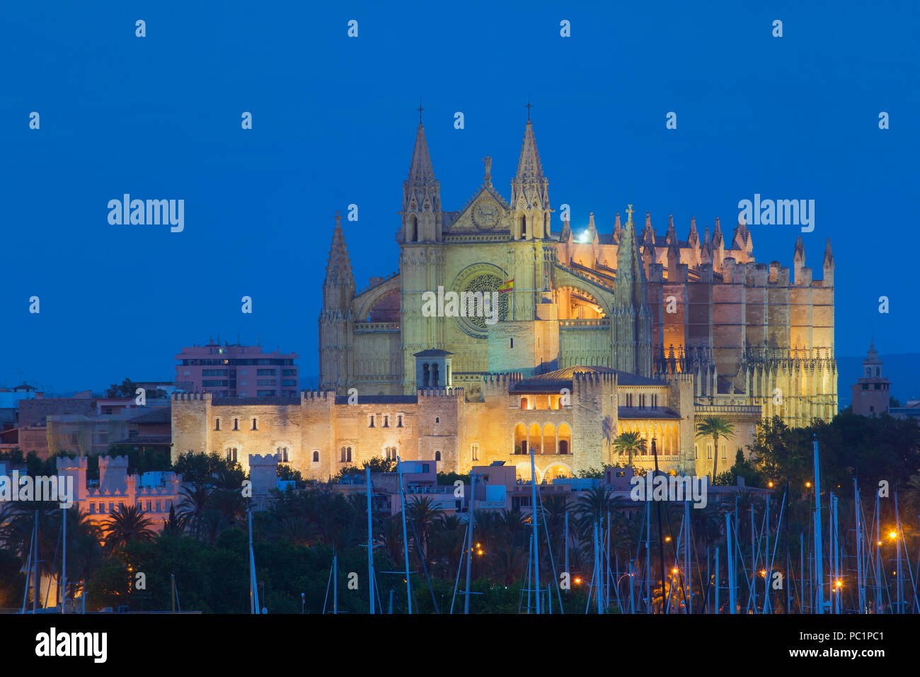 Palma city at night Stock Photo - Alamy