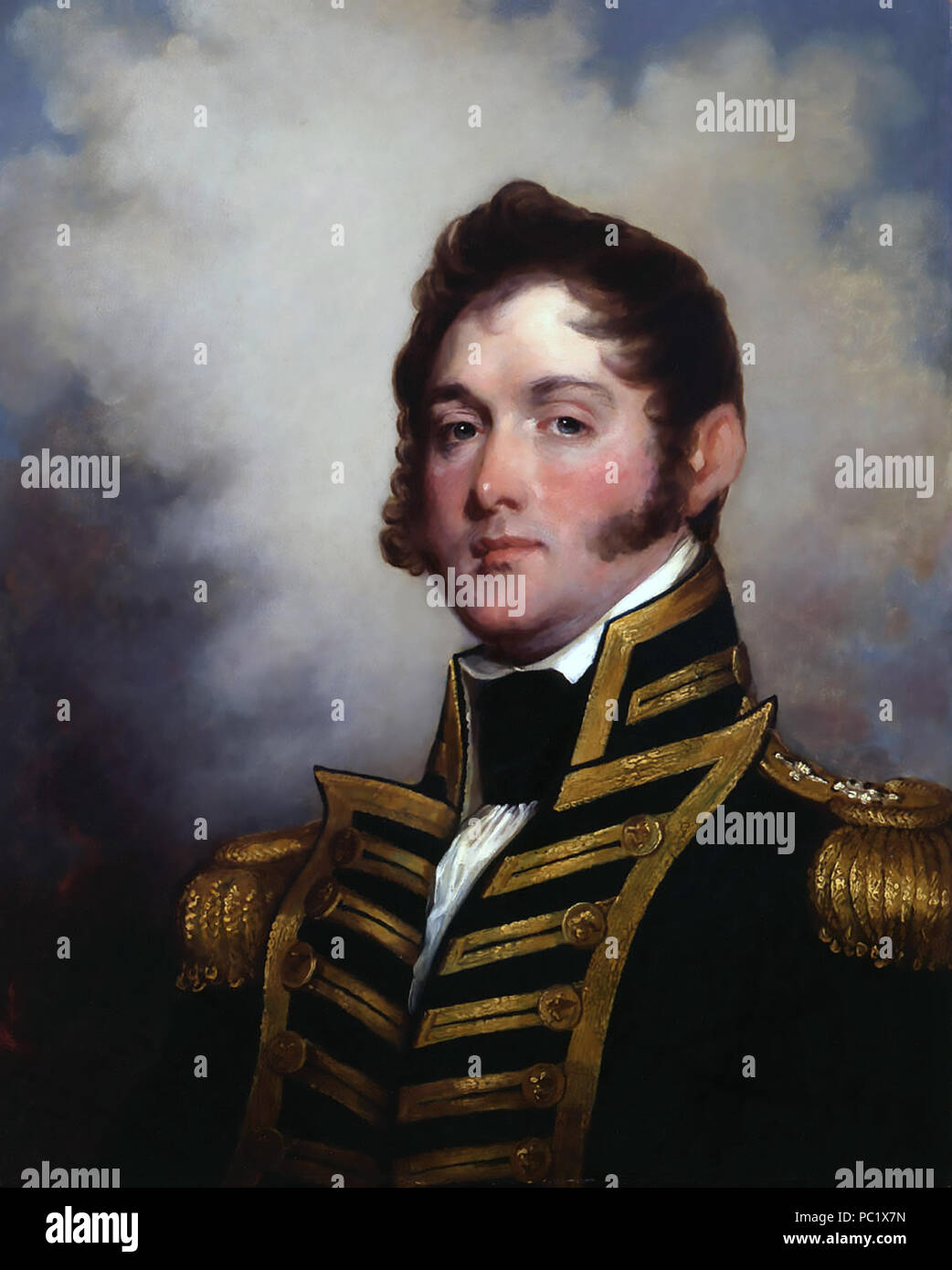 OLIVER HAZARD PERRY (1785-1819) American naval commander painted by Gilbert Stuart  in 1818 Stock Photo