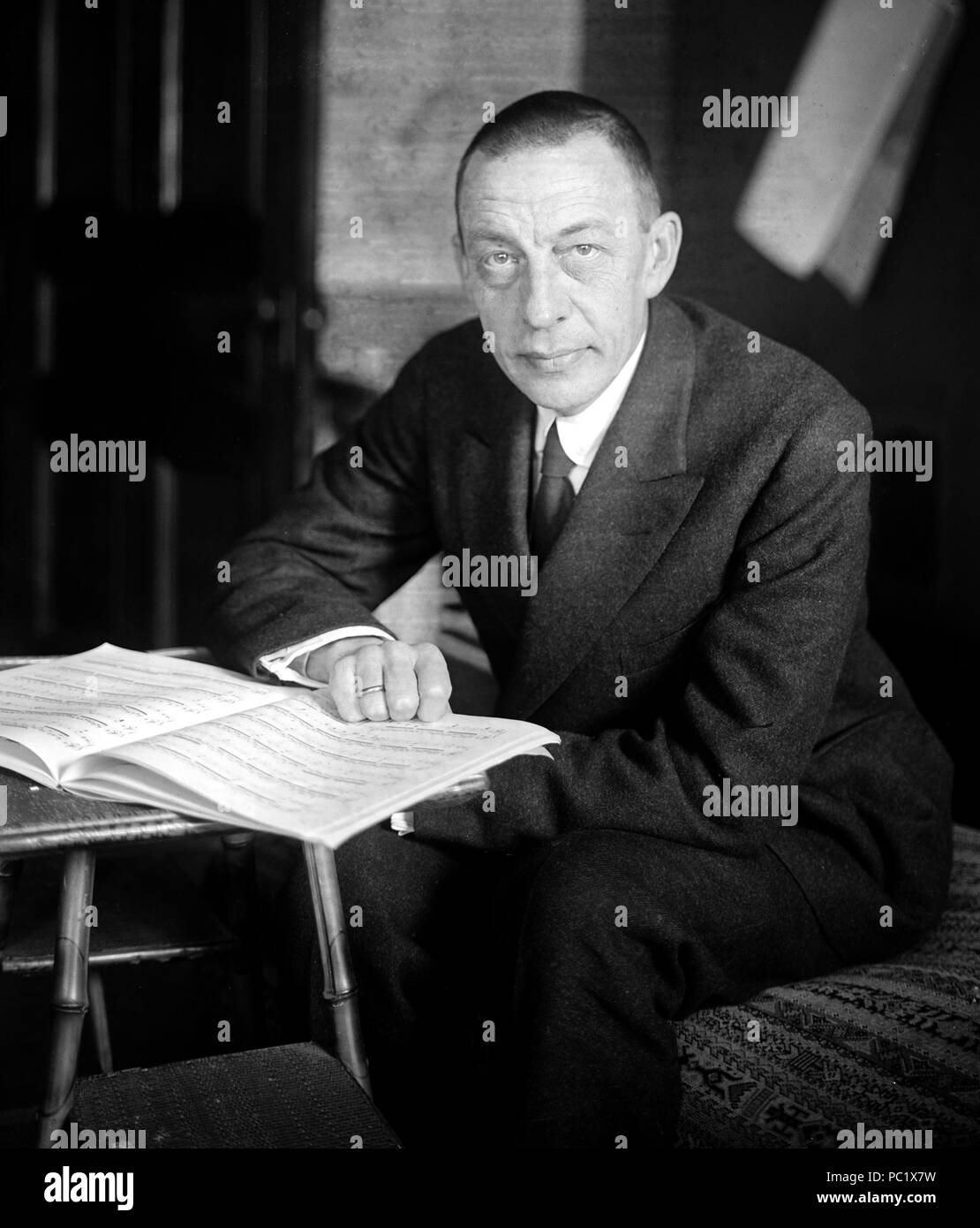 SERGEI RACHMANINOFF (1873-1943) Russian pianist and conductor about 1921 Stock Photo