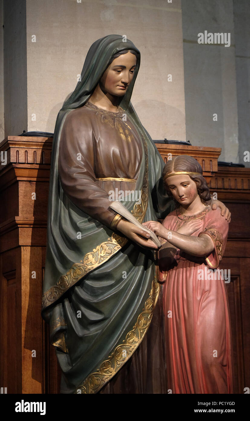 Statue of Saint Anne and Virgin Mary by Peaucelle Coquet, 19th century