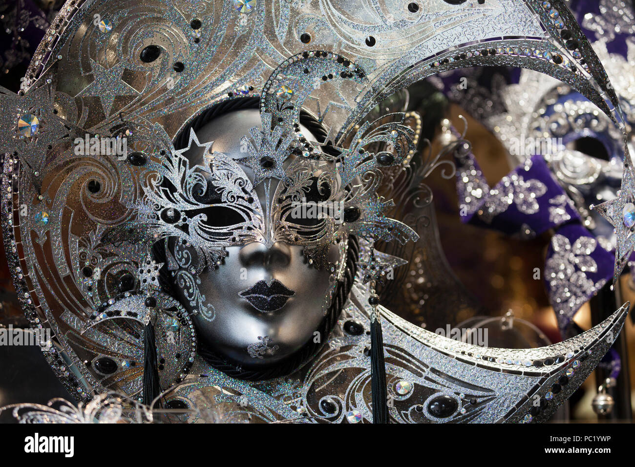 Silver carnival mask, Venice Stock Photo