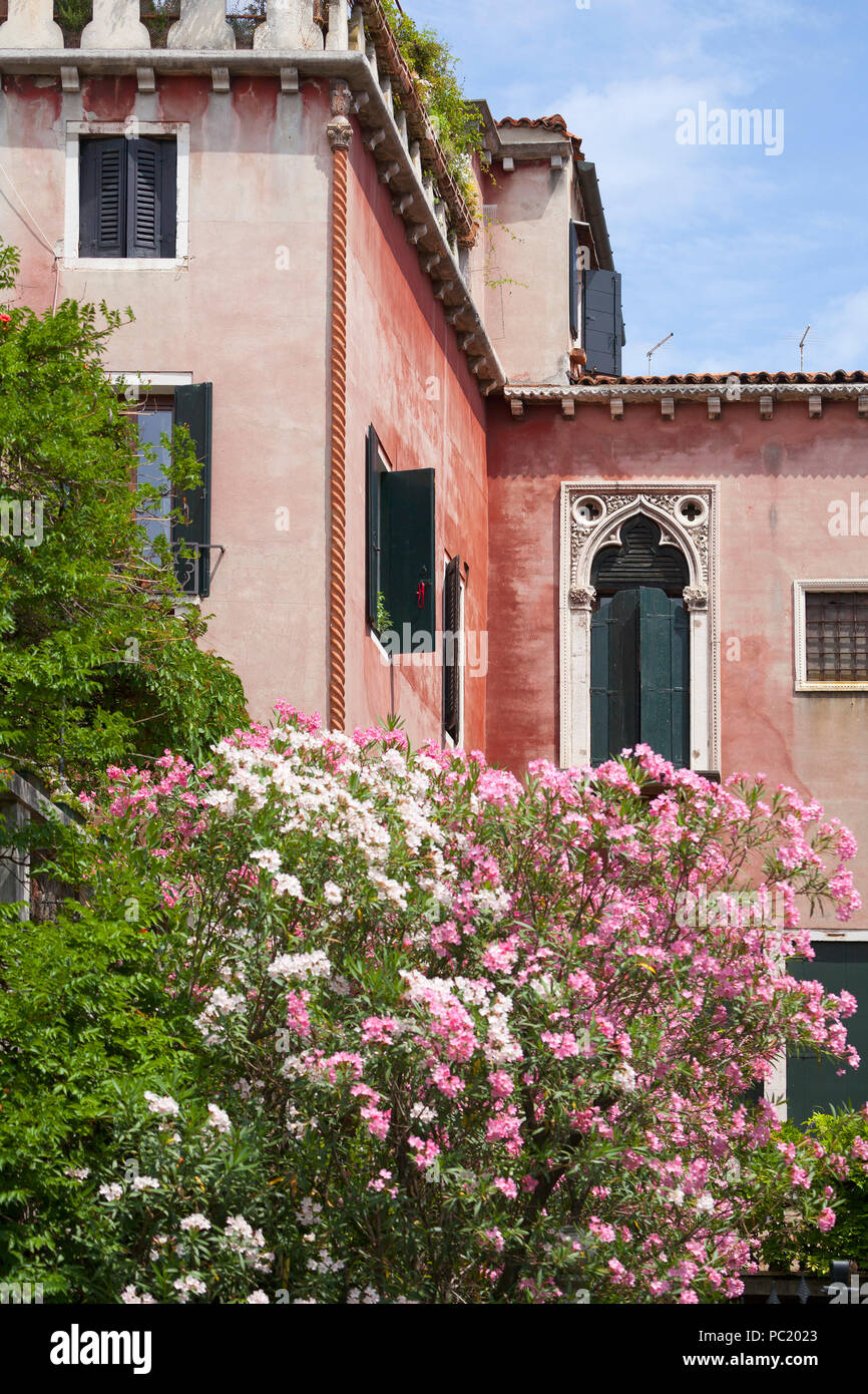 Pink building in Venice Stock Photo