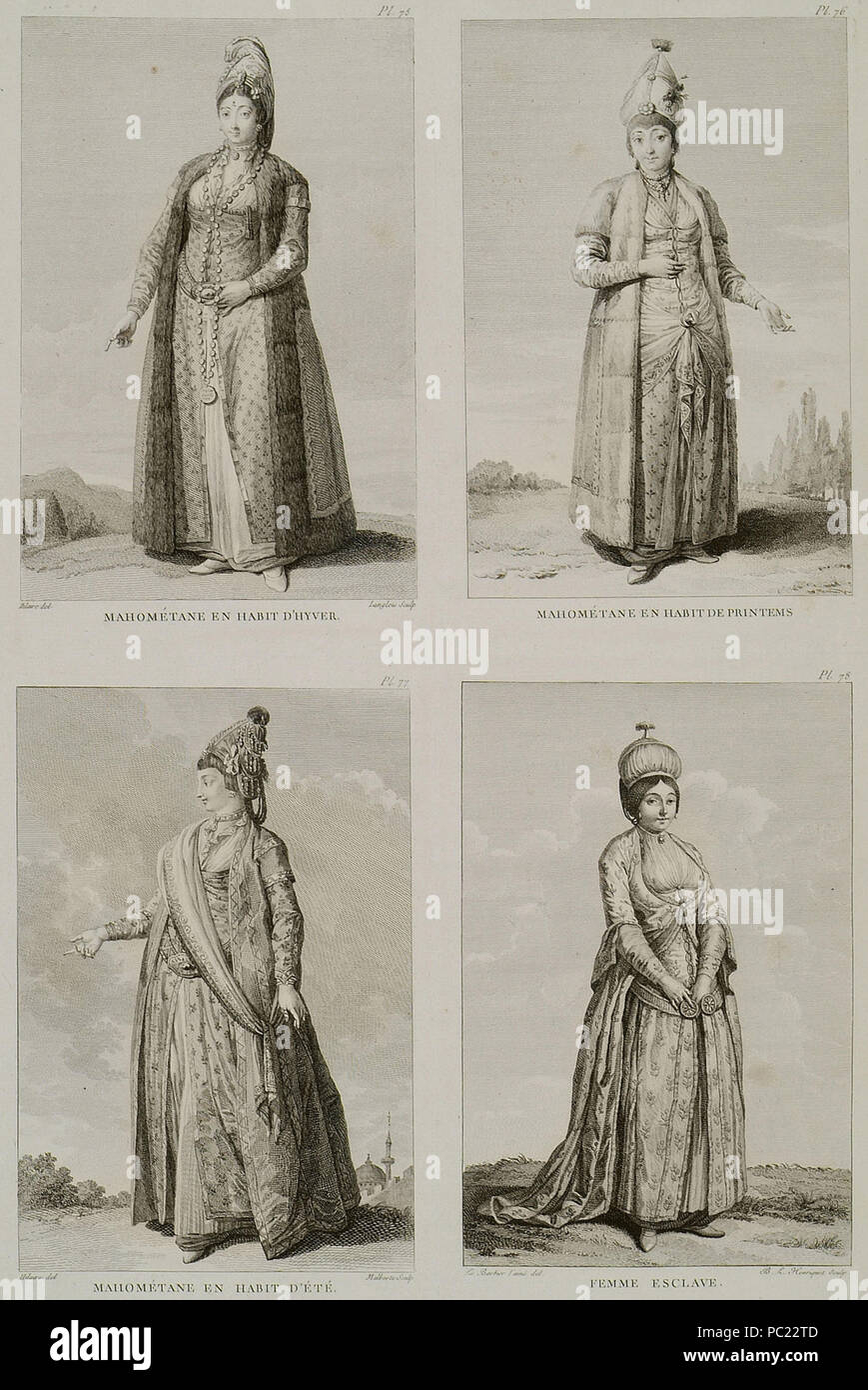 388 Mahometane en habit d hyver Mahometane en habit de printemps Mahometane en habit d ete Femme esclave D ohsson Mouradgea 1790 Stock Photo Alamy