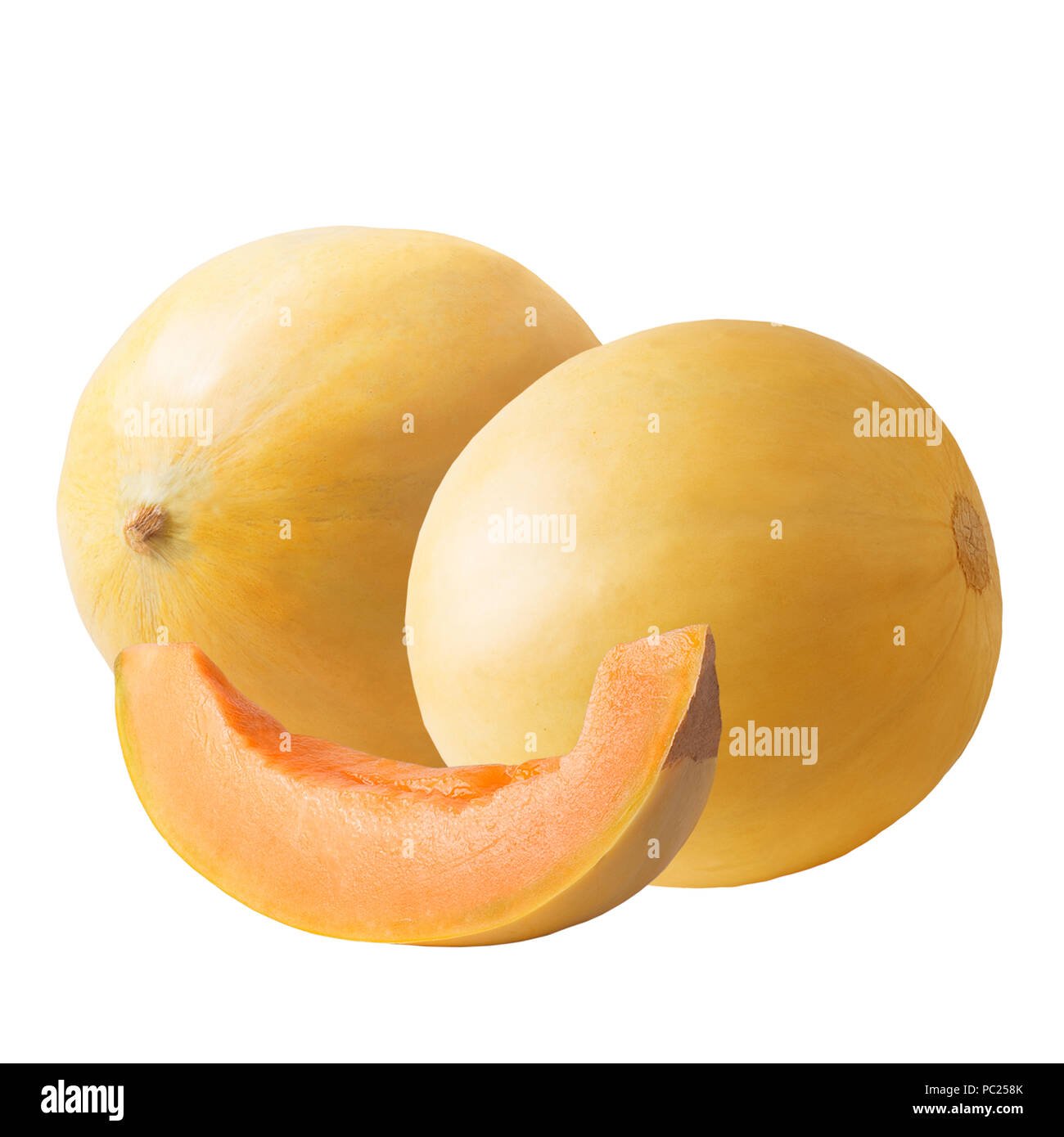 Isolated fruit. Melon fruits isolated on white background with clipping