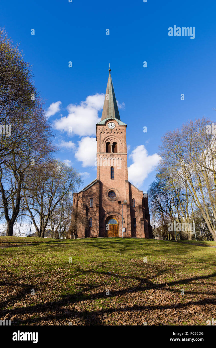 Sofienberg Church is located at Sofienberg in Oslo, Norway and is designed by the Danish-born architect Jacob Wilhelm Nordan. Stock Photo